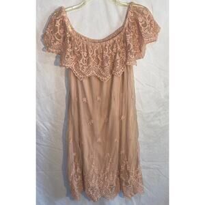 Roxberi Studio Pink Lace Flowy Dress Large